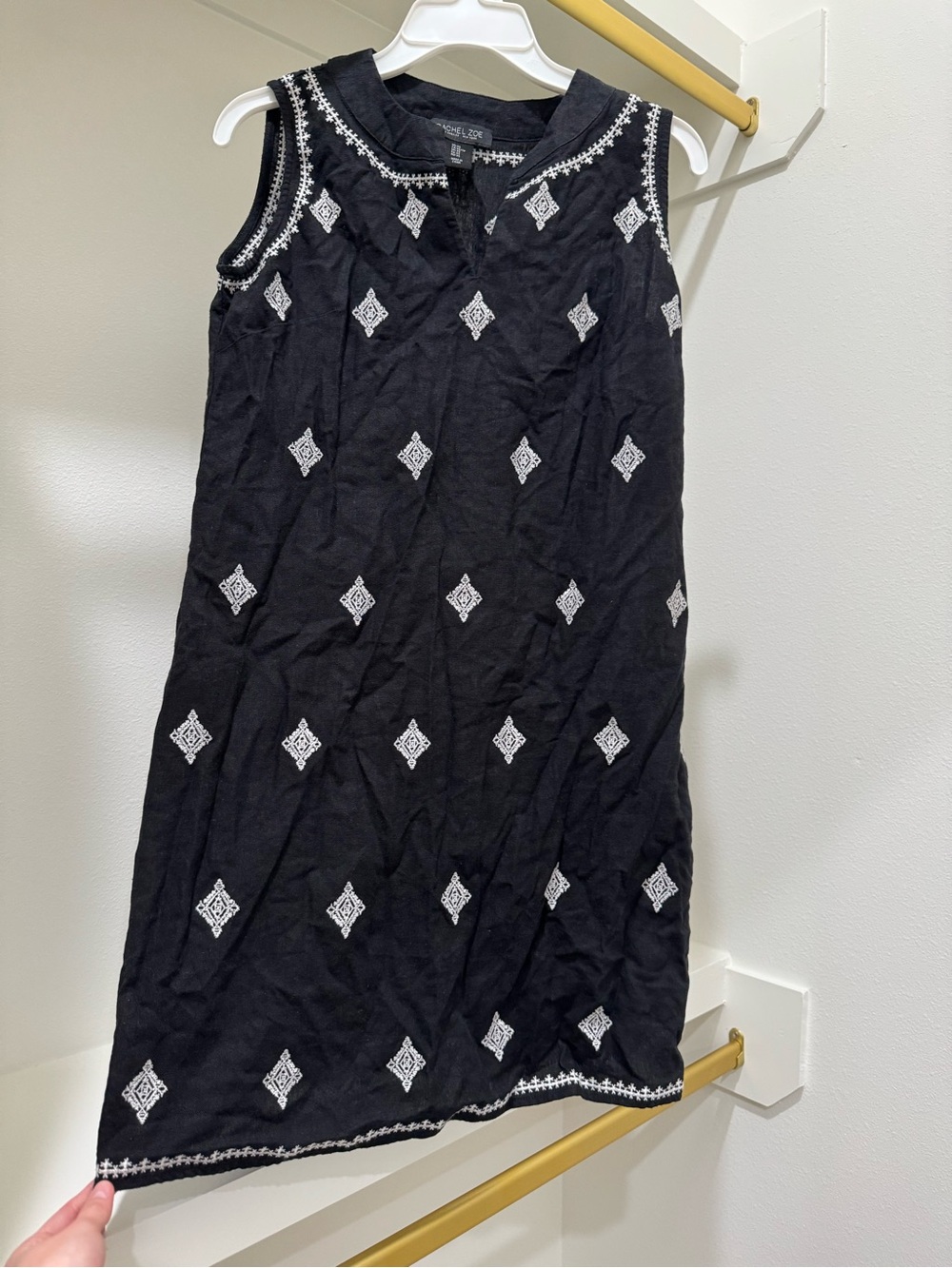 Rachel Zoe Black Sleeveless Embroidered Mini Dress